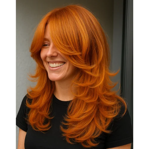 Butterfly Haircut on Bright Ginger Hair