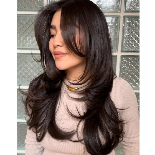  Long Butterfly Haircut with a Fringe